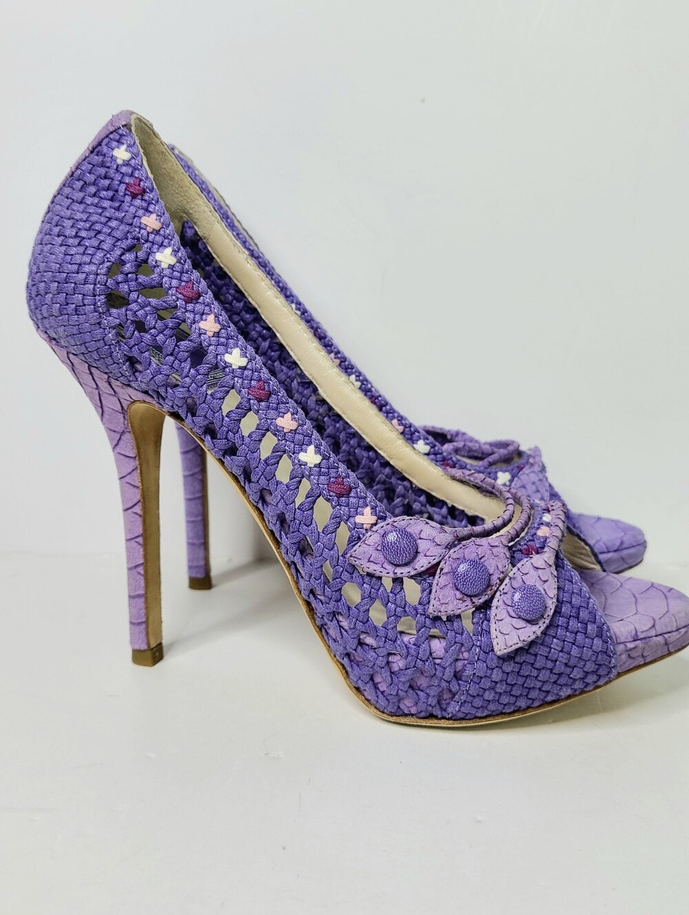 Christian Dior Twist Python Finish Calfskin Peep Toe Pump Heels